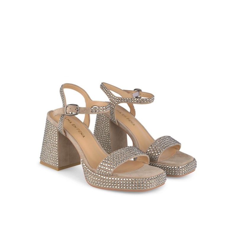 Sandales Alma En Pena Covered with Rhinestones Blanche Bleu Marine Femme | ZOY-72983879